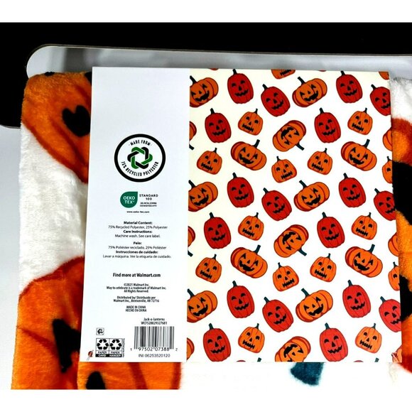 Way To Celebrate Halloween PUMPKIN Plush Throw Blanket 50" x 70" - Picture 7 of 7